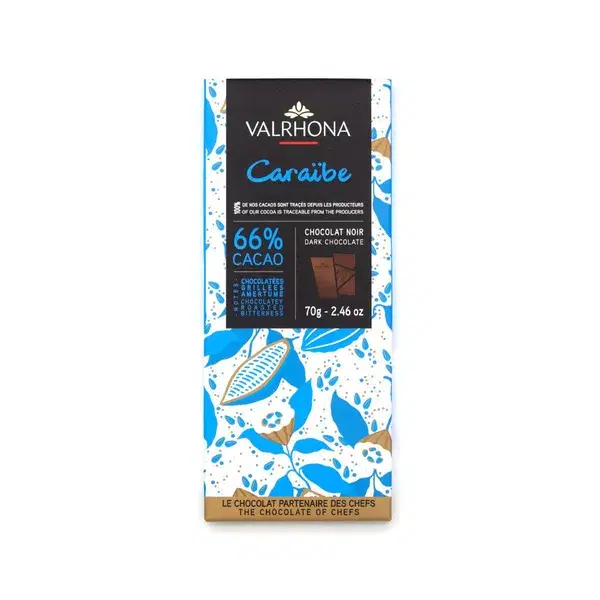 Valrhona Caraibe Chocolat Noir Dark Chocolate 66% Cacao 70g