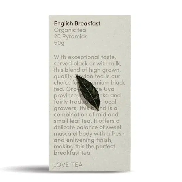 Love Tea English Breakfast Organic Tea 20 Pyramids
