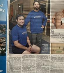 Newspaper clipping of Anthony and James Simonetta in XtraClubs clothing.