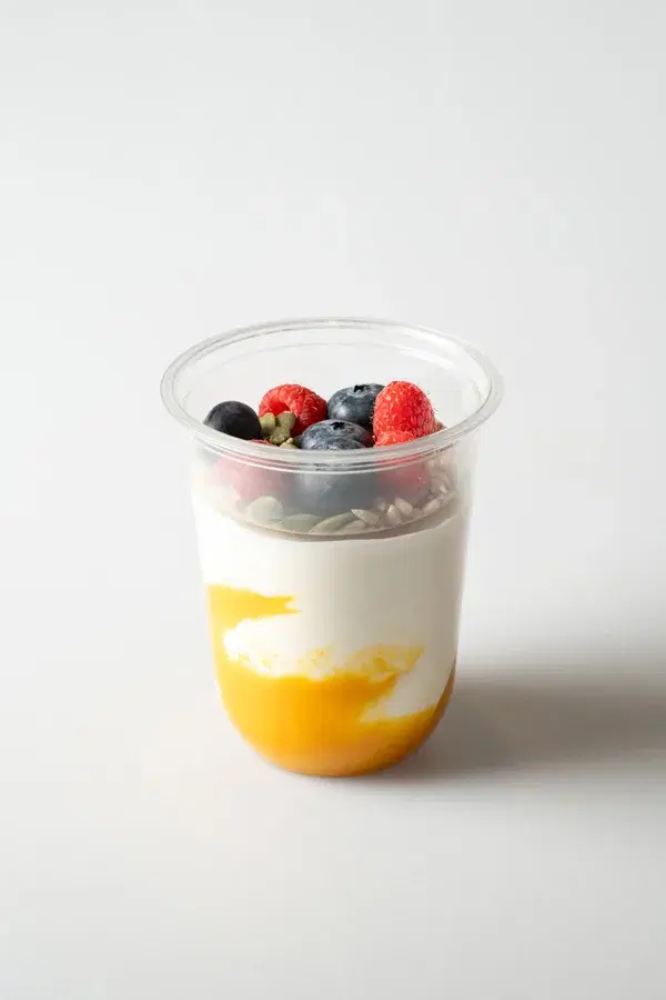 Org Greek Yoghurt w/Mango,Berries,Seeds