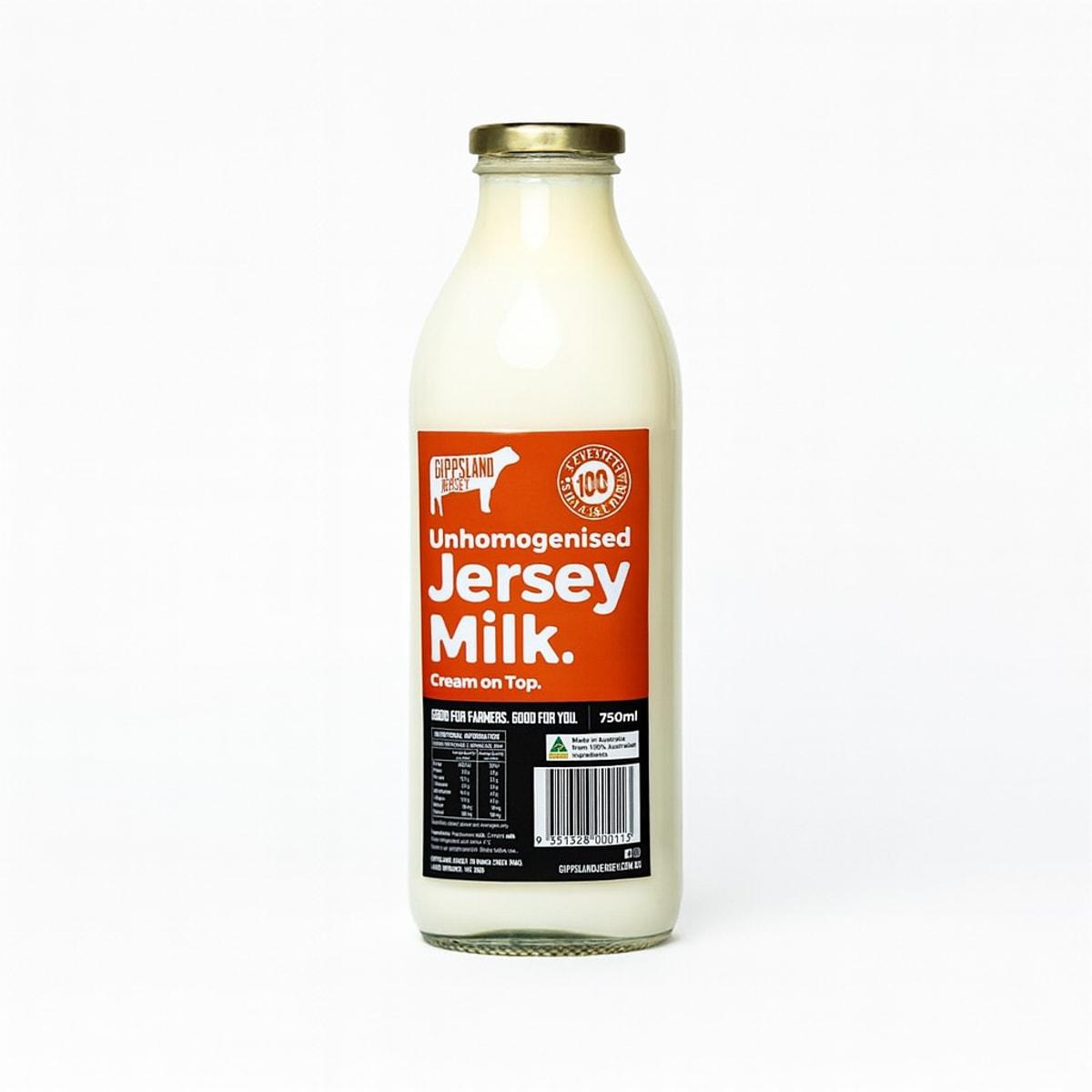 Gippsland Jersey Unhomogenised Jersey Milk 750mL