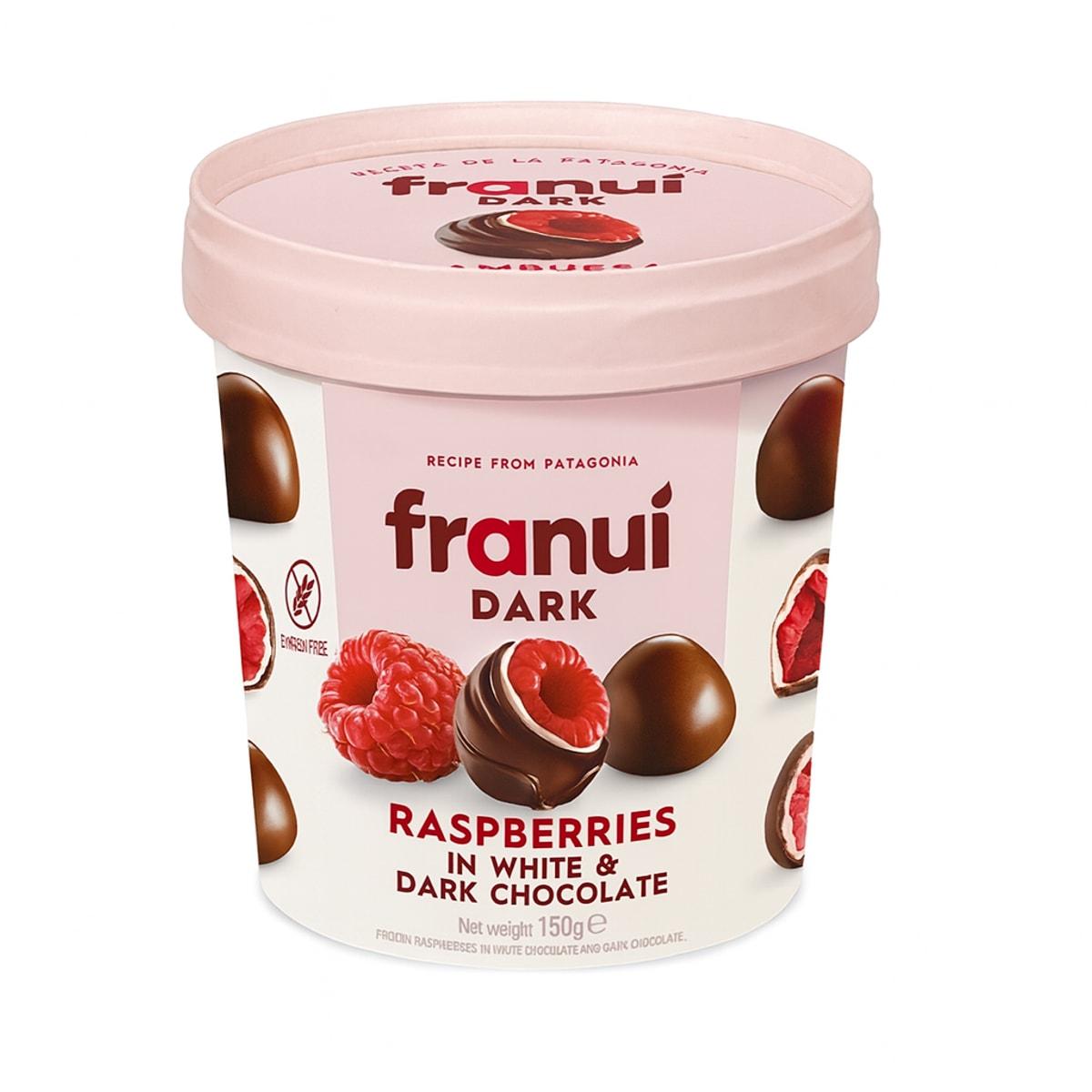 Franui Raspberries in White & Dark Chocolate