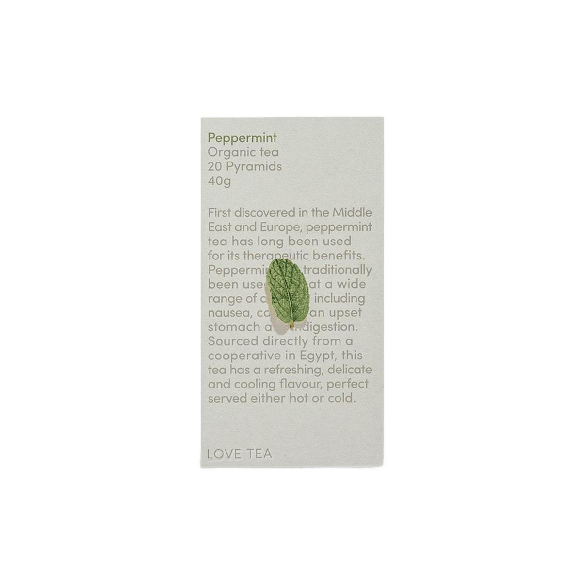 Love Tea Organic Peppermint Pyramid Tea Bags 20 Pack 40g