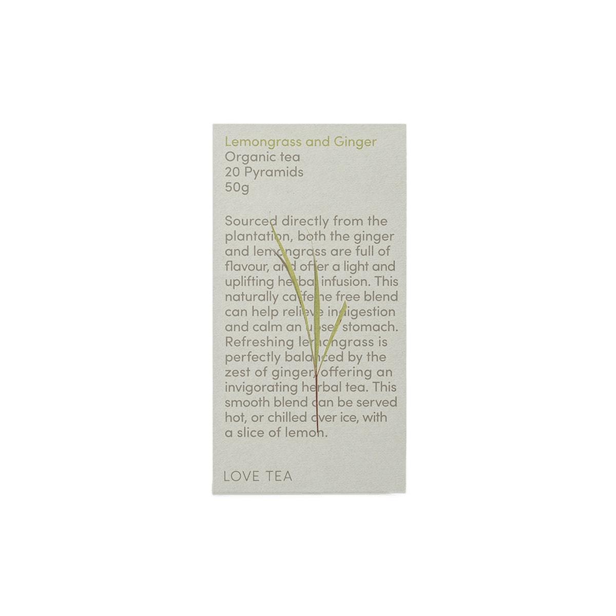 Love Tea Organic Lemongrass & Ginger Pyramid Tea Bags 20 Pack 50g