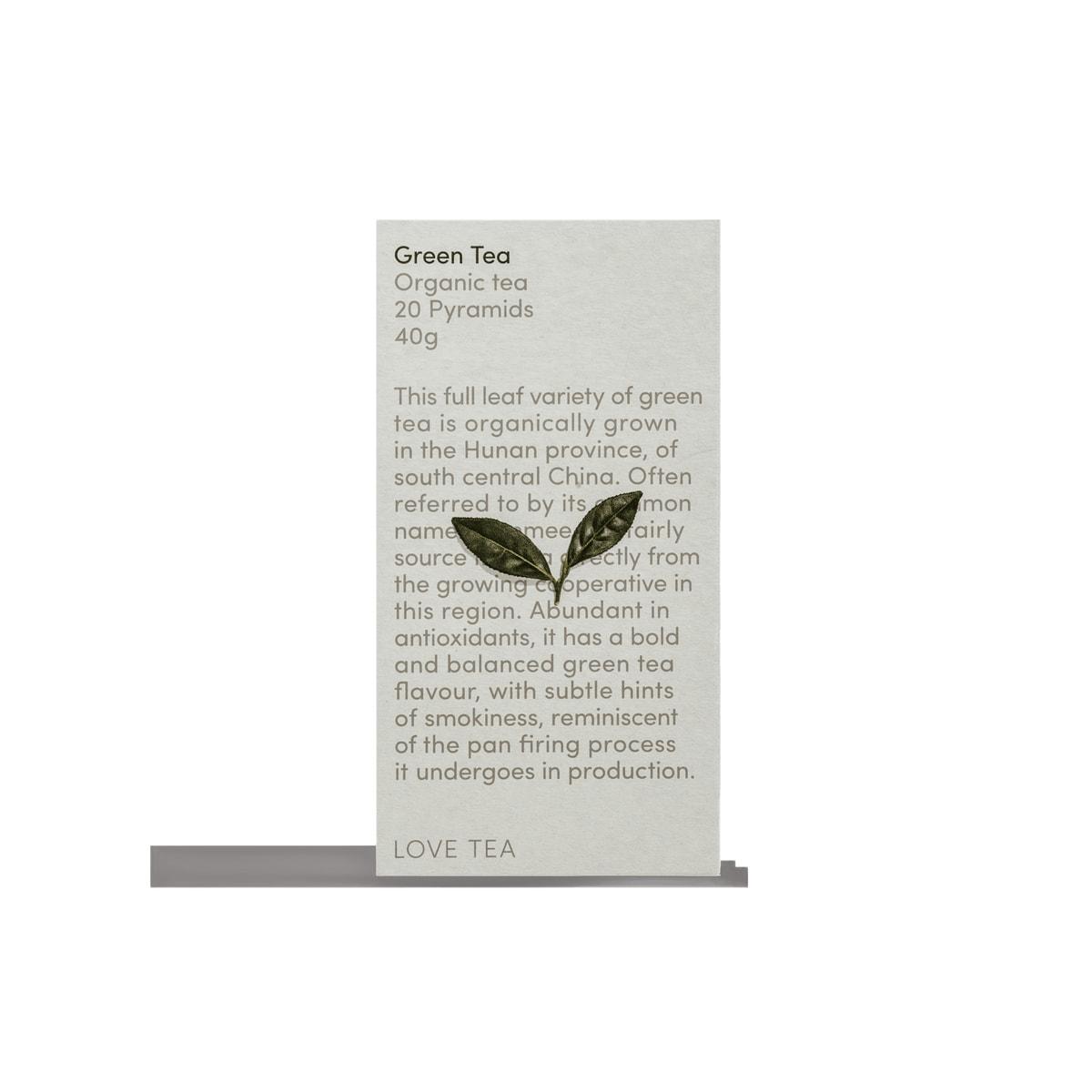 Love Tea Organic Green Tea Pyramid Tea Bags 20 Pack